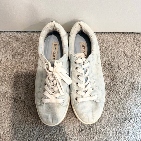 Steve Madden Sneakers Blue Light Wash Lace Up Womens 7 - Picture 2 of 8
